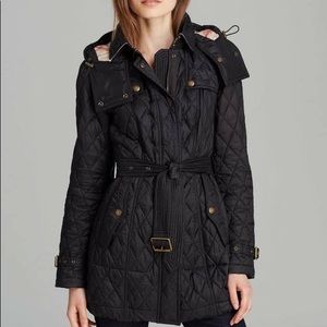 Burberry Brit Finsbridge hooded quilted long jacket